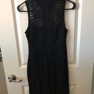 Black lace top mini dress